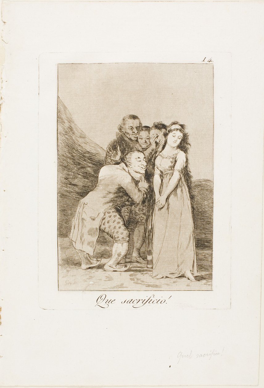 What a Sacrifice!, tallerken 14 fra Los Caprichos af Francisco Jose de Goya y Lucientes