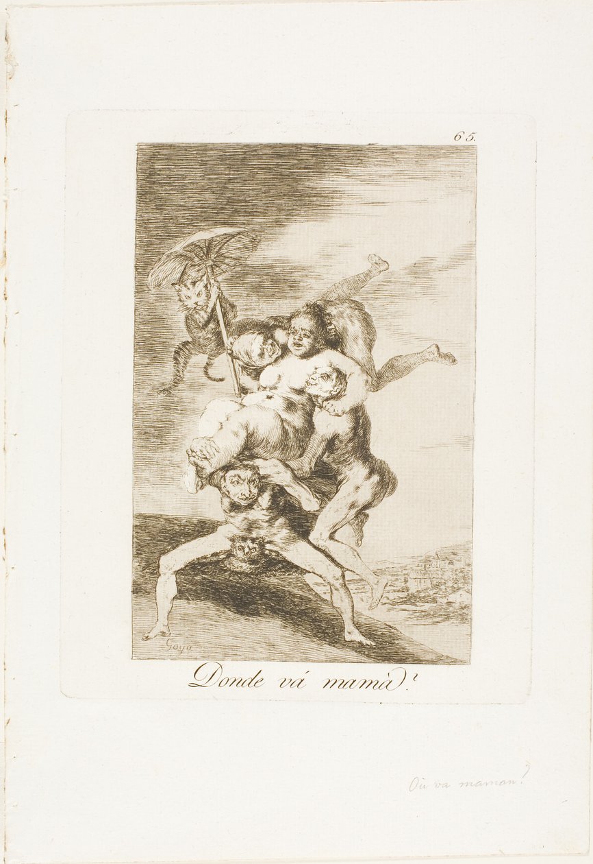 Hvor skal mor hen?, plade 65 fra Los Caprichos af Francisco Jose de Goya y Lucientes