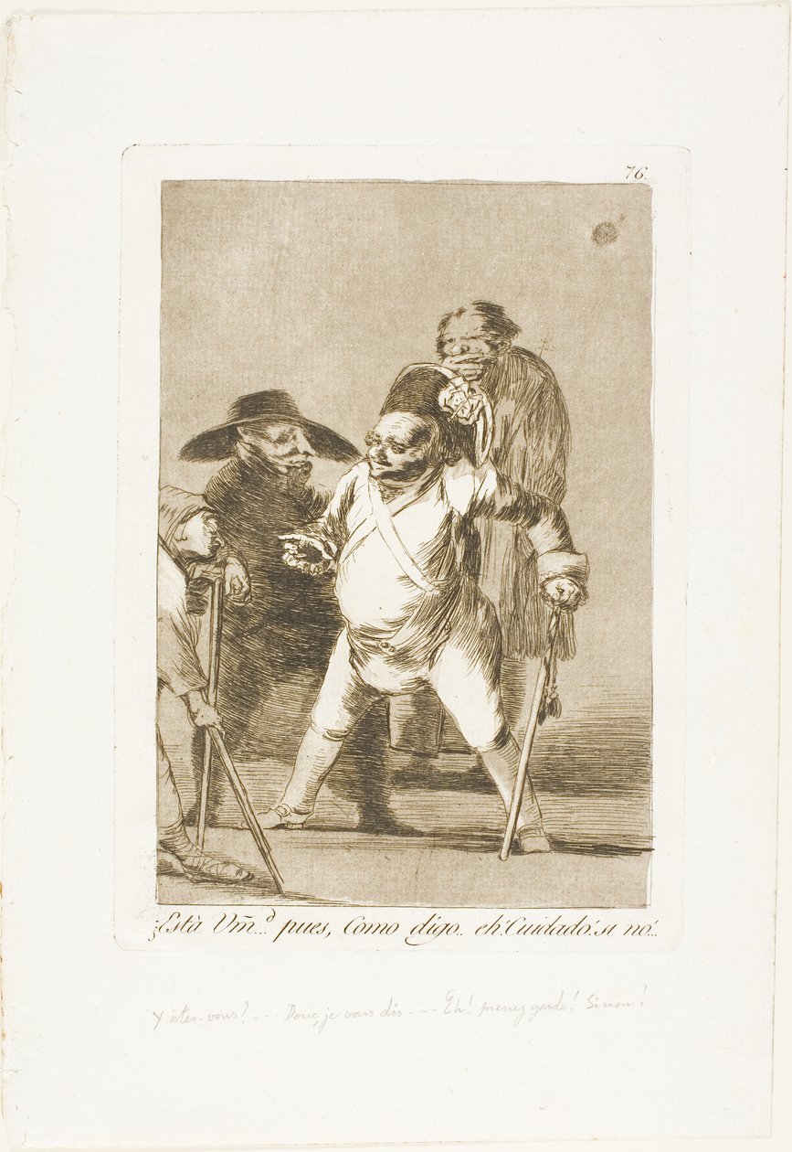 Du forstår? ... ja, som jeg siger... øh! Pas på! ellers... tallerken 76 fra Los Caprichos af Francisco Jose de Goya y Lucientes