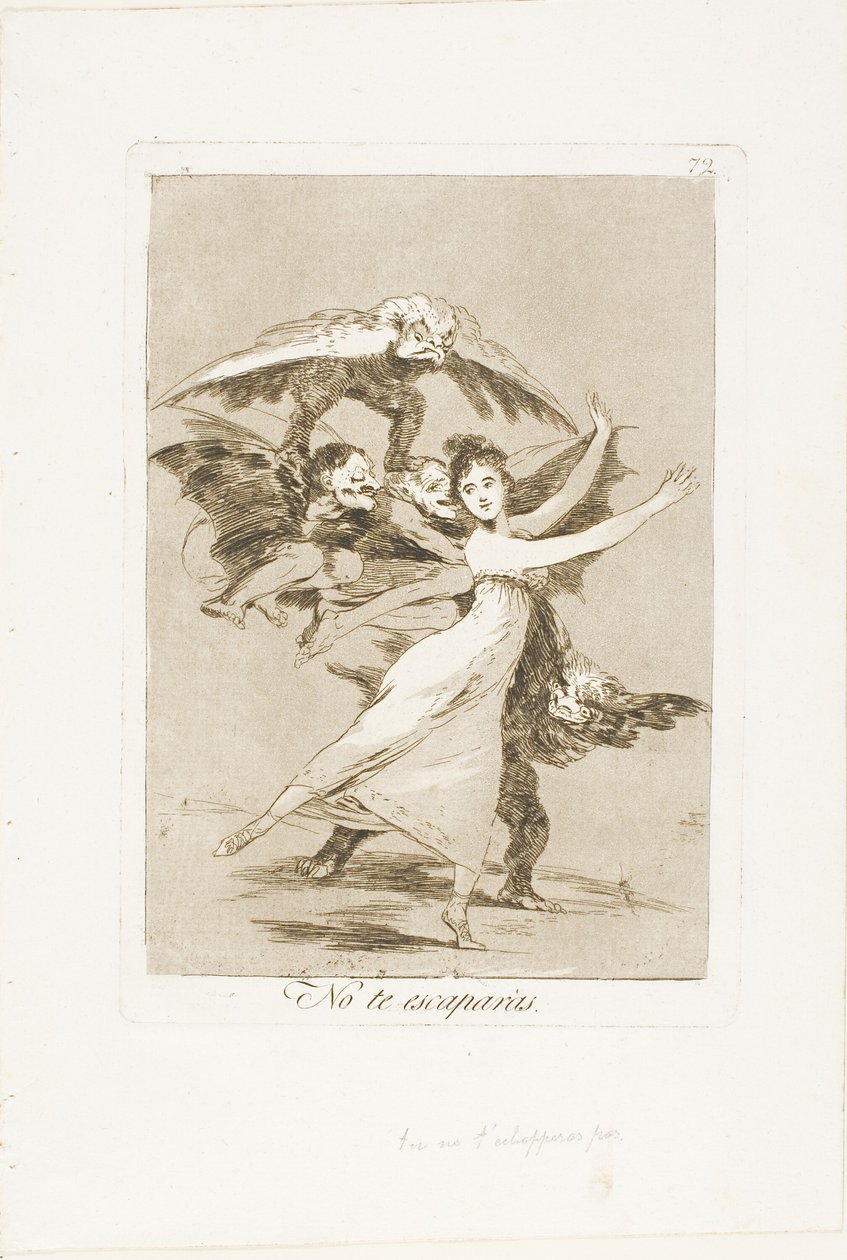 Du slipper ikke, plade 72 fra Los Caprichos af Francisco Jose de Goya y Lucientes