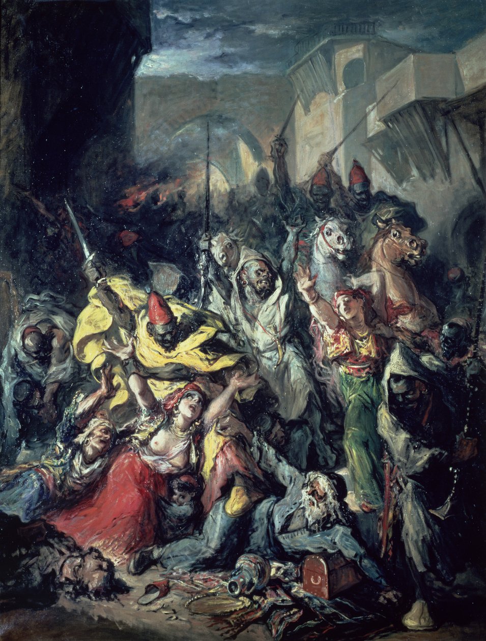 Moors Fighting (olie på lærred) af Francisco Lameyer