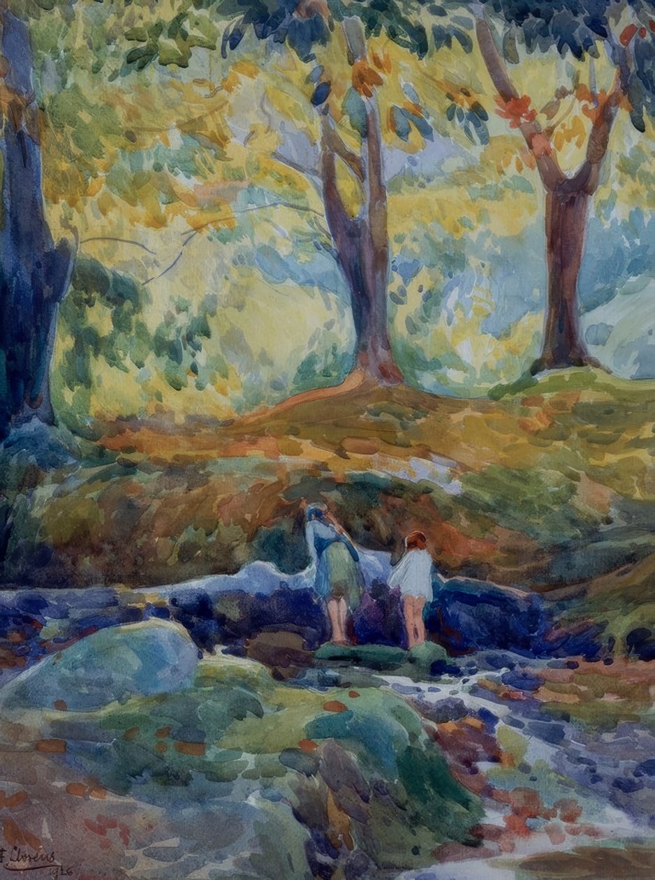 BOSQUE-ACUARELA. Kunstner: FRANCISCO LLORENS DIAZ. Beliggenhed: PRIVATE COLLECTION, MADRID, SPANIEN af Francisco Llorens Diaz