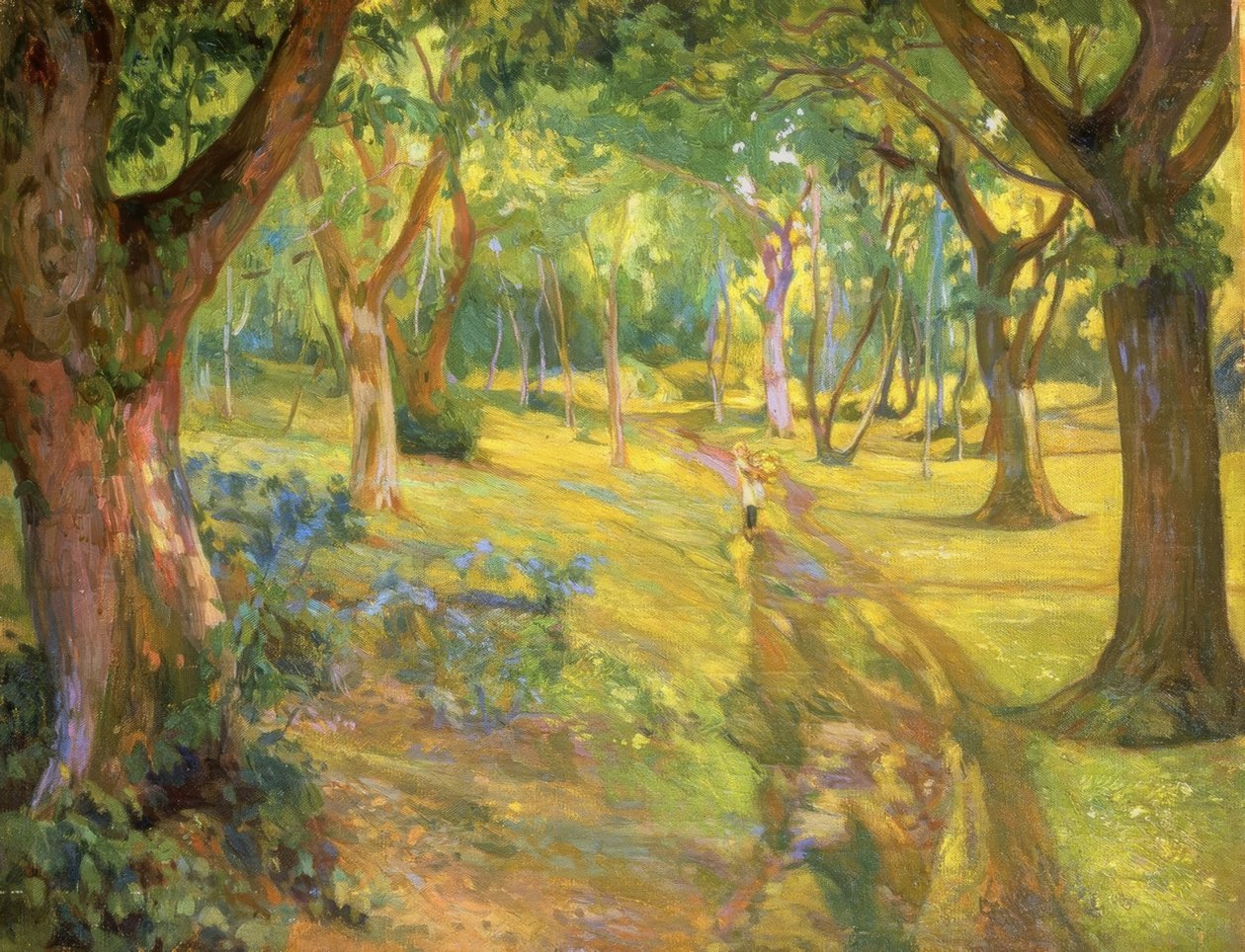 SKOVEN - 1923 - OLIE / LÆRD - 90X68 CM af Francisco Llorens Diaz