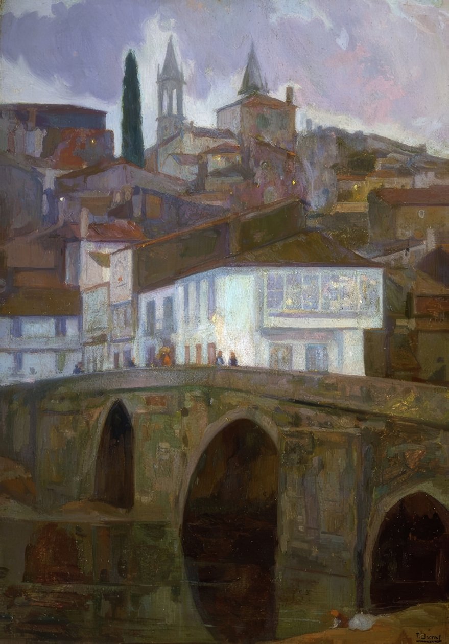 MELLEM LYS (BETANZOS) – OLIE / LÆRD – 1918–90X62 CM– af Francisco Llorens Diaz