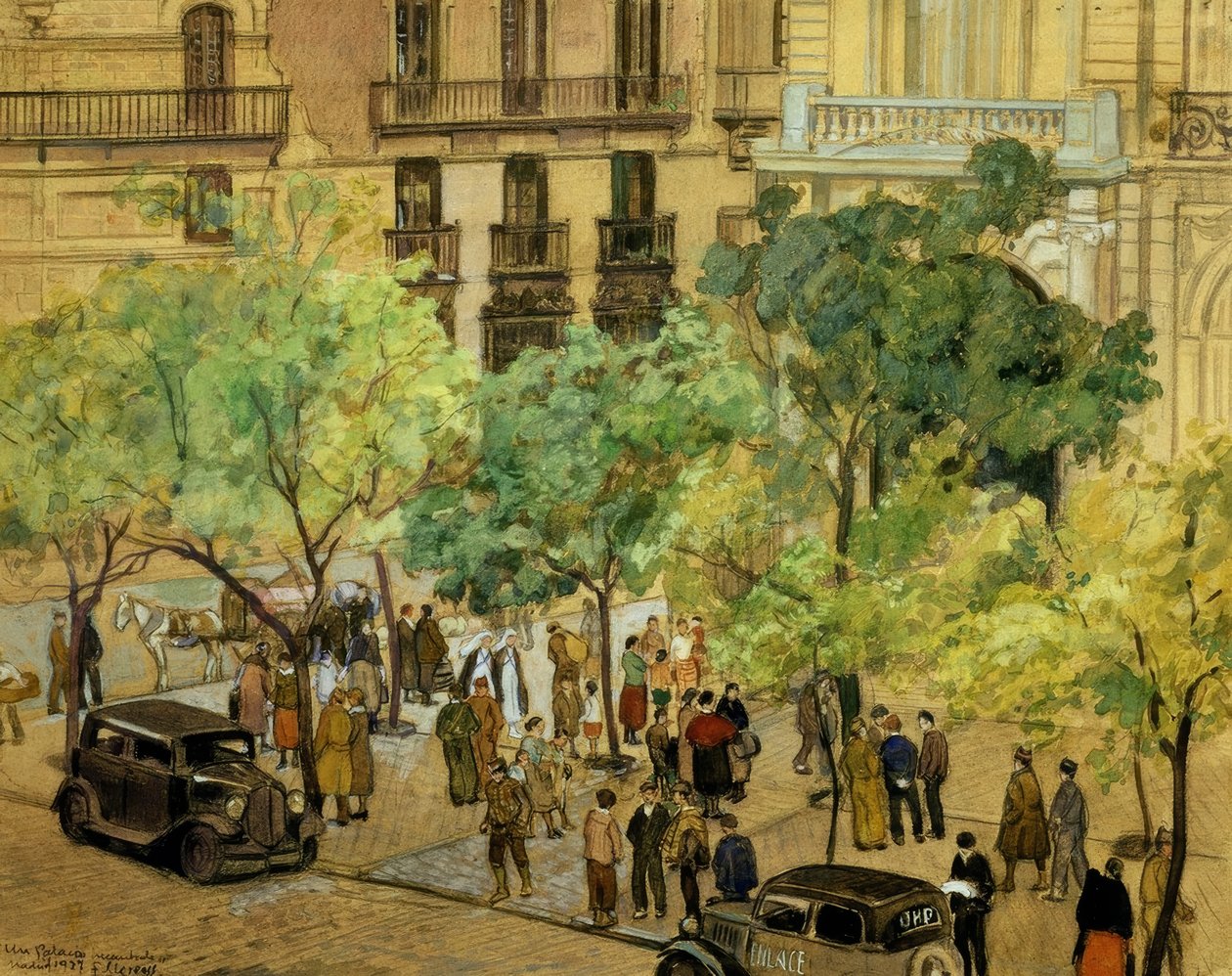 ET BESLAGET PALAD – 1937 – TEGNING / PAP – 240X305 CM– af Francisco Llorens Diaz