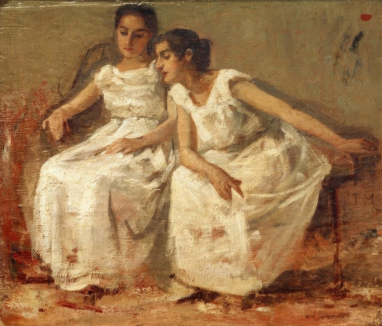 To siddende piger af Francisco Miralles y Gallup