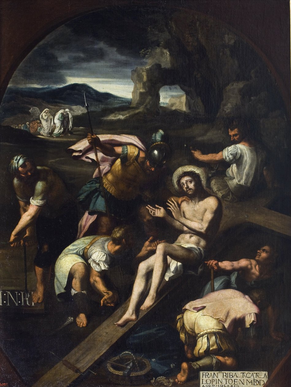Kristus naglet til korset - Francisco Ribalta (1565-1628). Olie på lærred af Francisco Ribalta