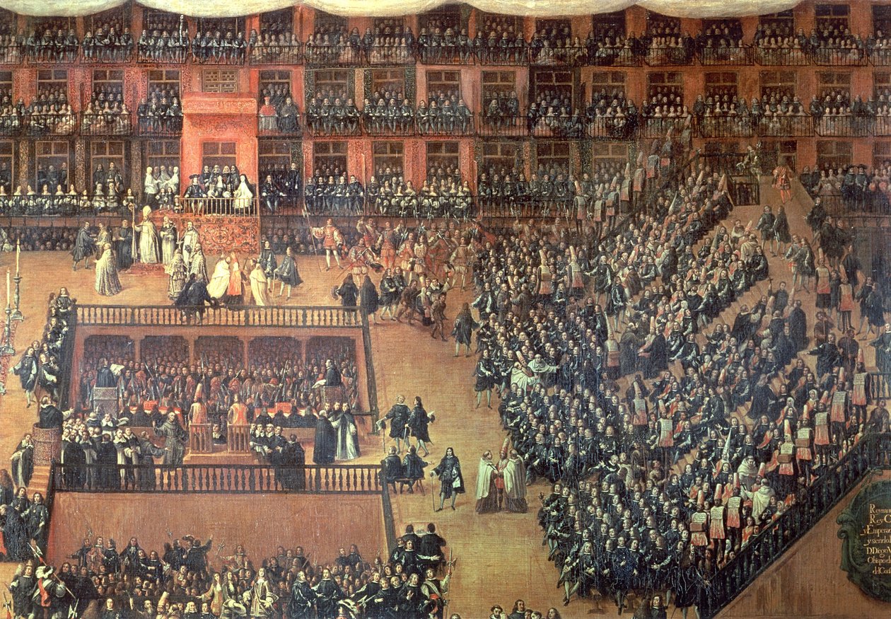 Auto de Fe på Plaza Mayor, Madrid, 30. juni 1680 (detaljer) af Francisco Rizi
