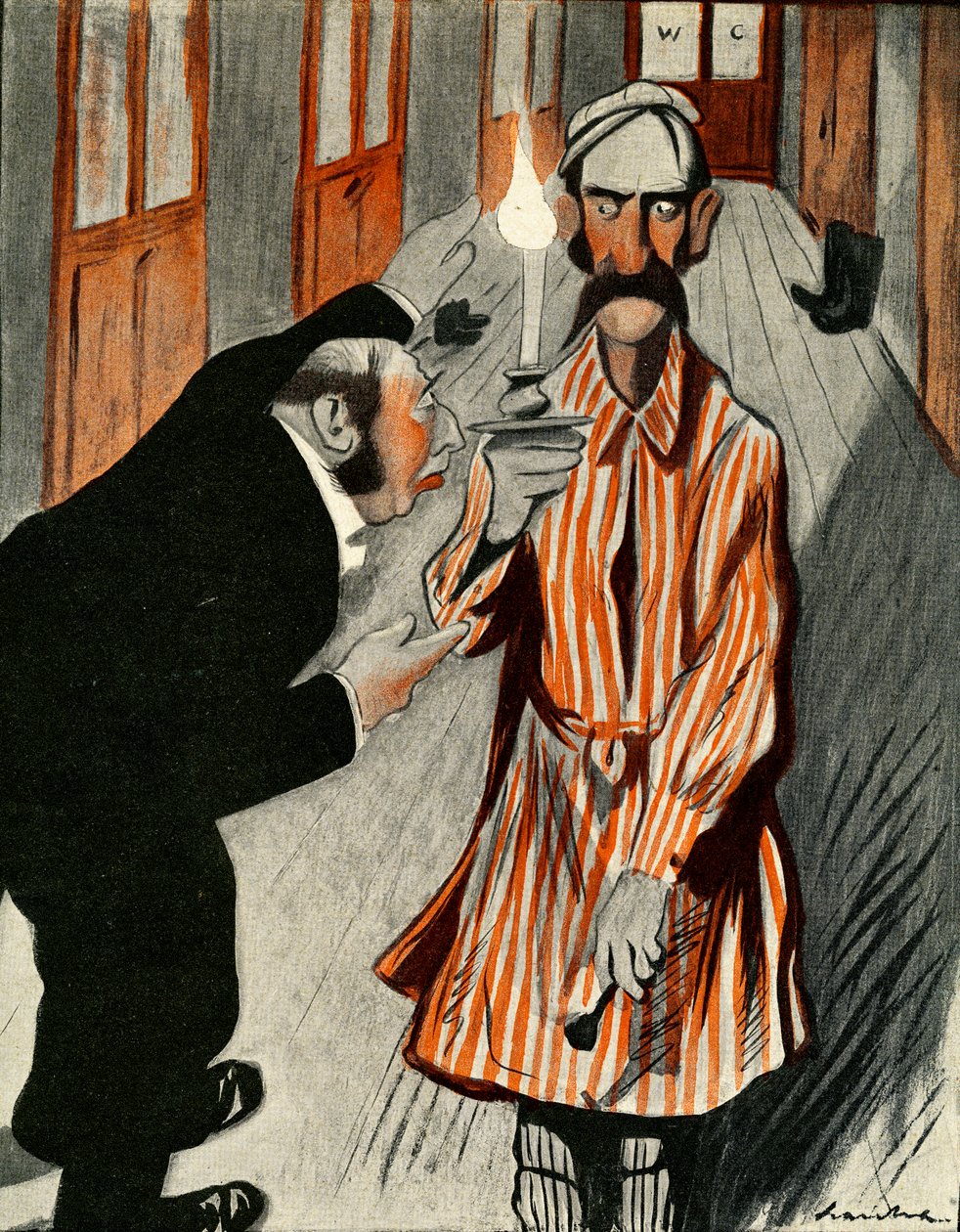 En gnaven englænder bliver assisteret af et medlem af personalet på et fransk hotel, 1903 af Francisco Sancha y Lengo