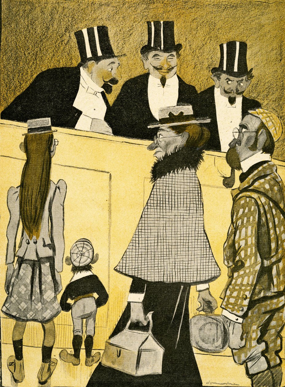 En fortabt engelsk familie spørger om vej i operaen, 1903 af Francisco Sancha y Lengo
