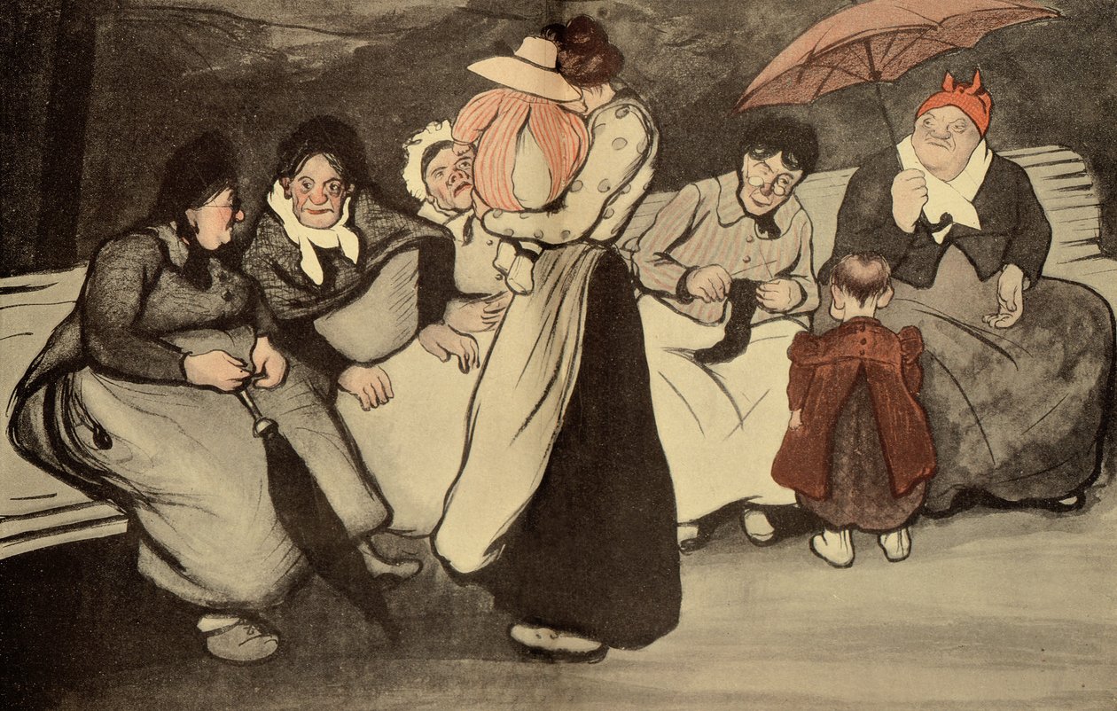 En solrig søndag i frisk luft, tegneserie fra LAssiette au Beurre, 23. august, 1902 af Francisco Sancha y Lengo