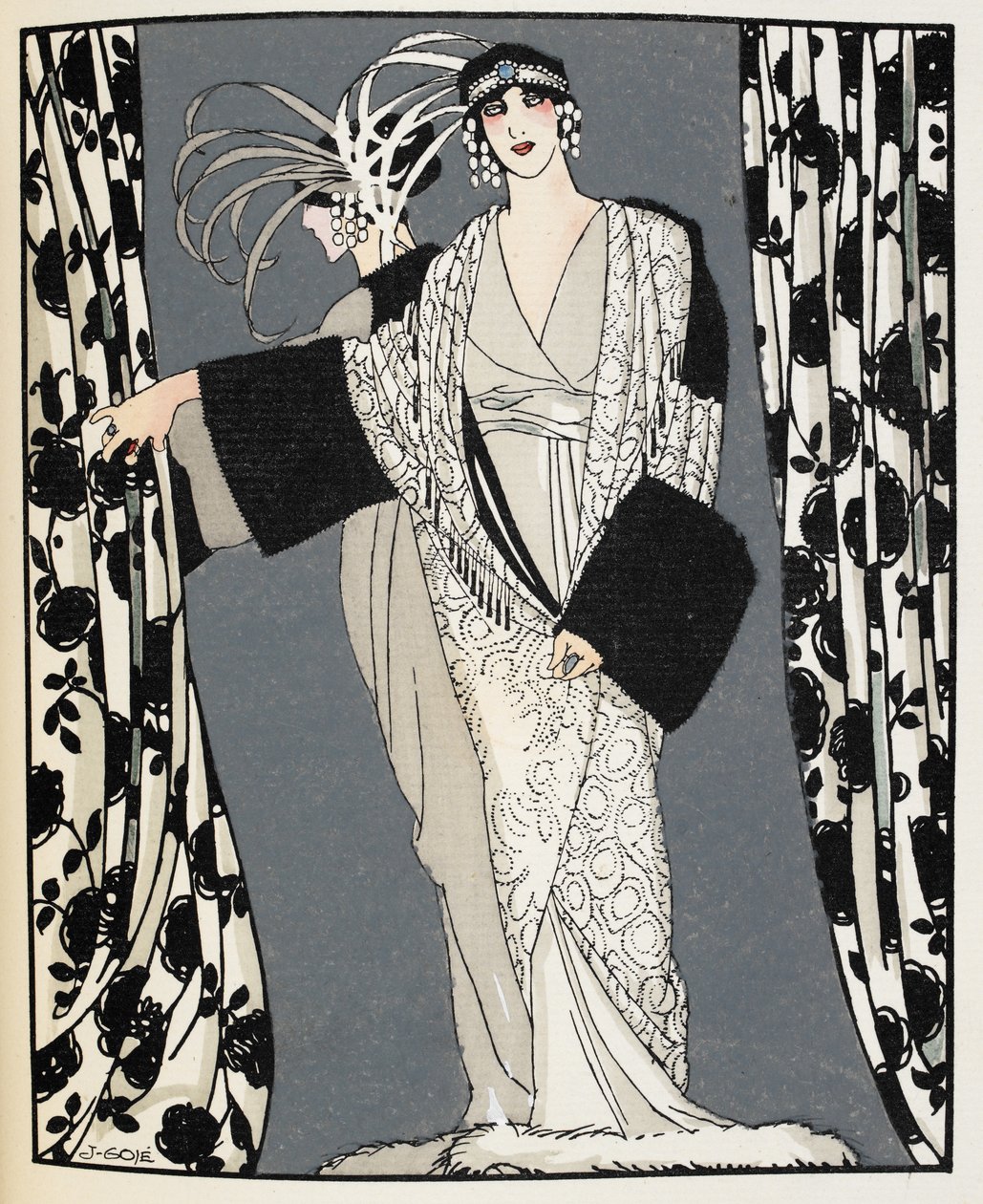 Blanc et noir. En kvinde iført et kostume designet i 1855 af John Redfern, illustration fra 