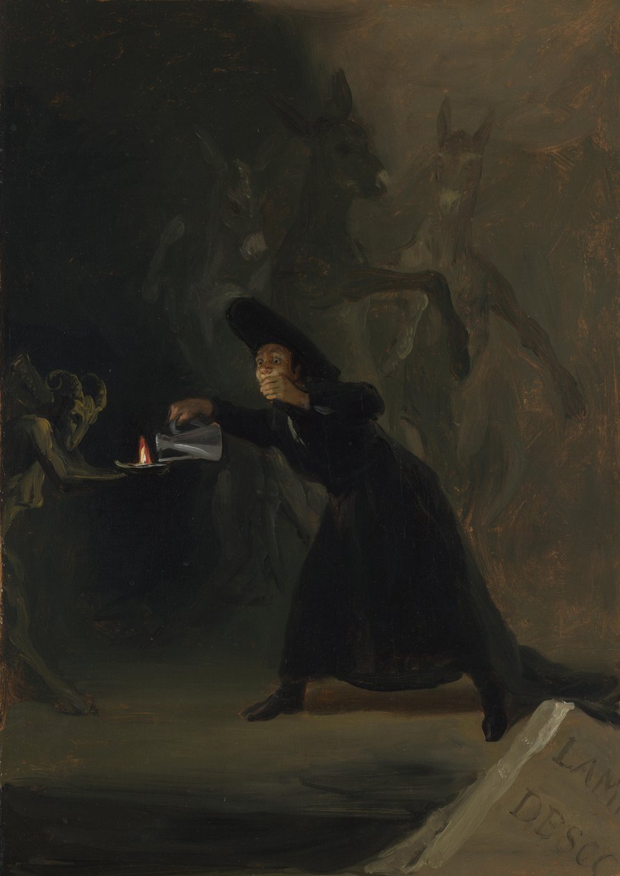 En scene fra The Forcibly Bewitched El Hechizado por Fuerza, 1798 af Francisco de Goya