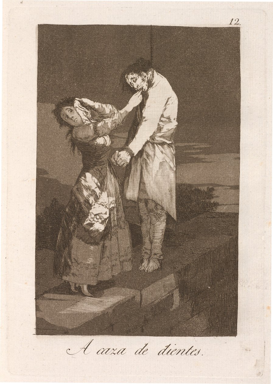 A caza de dientes (Ud på jagt efter tænder) af Francisco de Goya