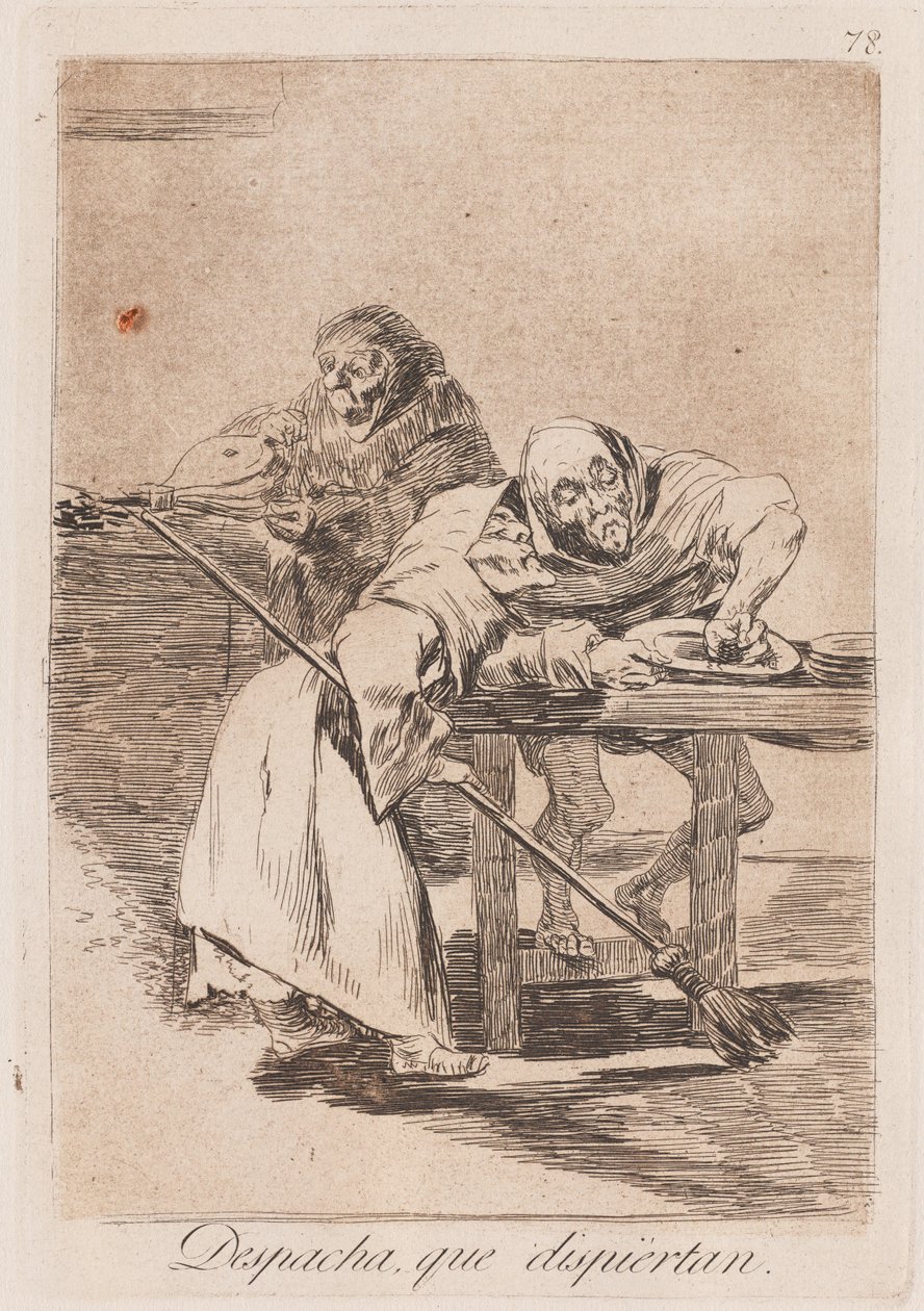Be Quick, They Waken, sent den 18.-begyndelsen af den 19 århundrede (tryk) af Francisco de Goya