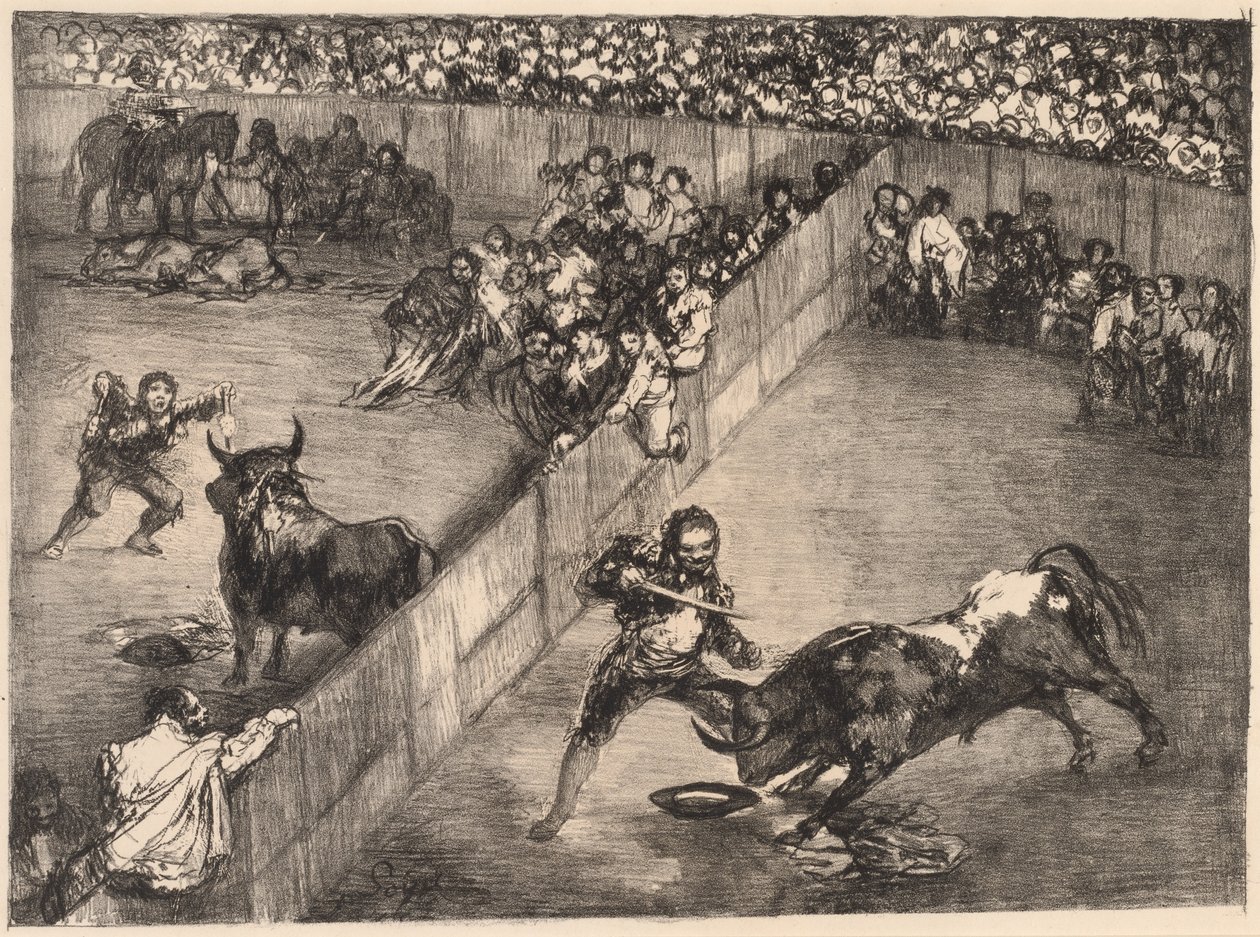Tyrekamp i en delt ring af Francisco de Goya