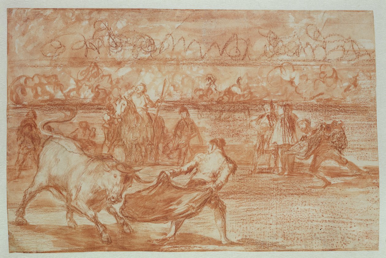 Tyrefægtning, 1815-16 (rødt kridt på papir) af Francisco de Goya