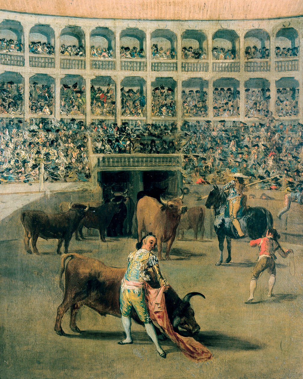 Tyrefægtning med en kappe eller kappens slag. Maleri på metal af Francisco de Goya y Lucientes (1746-1828). 1793. af Francisco de Goya