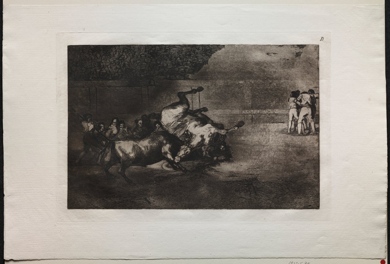 Tyrefægtning: En hest kastet af tyren af Francisco de Goya