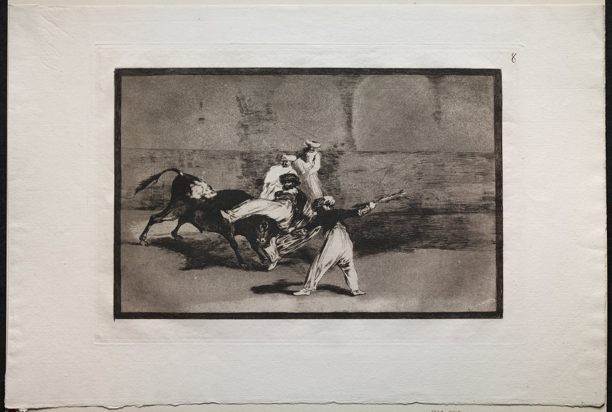 Tyrefights: A Moor Fanget af en Tyr i Ringen af Francisco de Goya