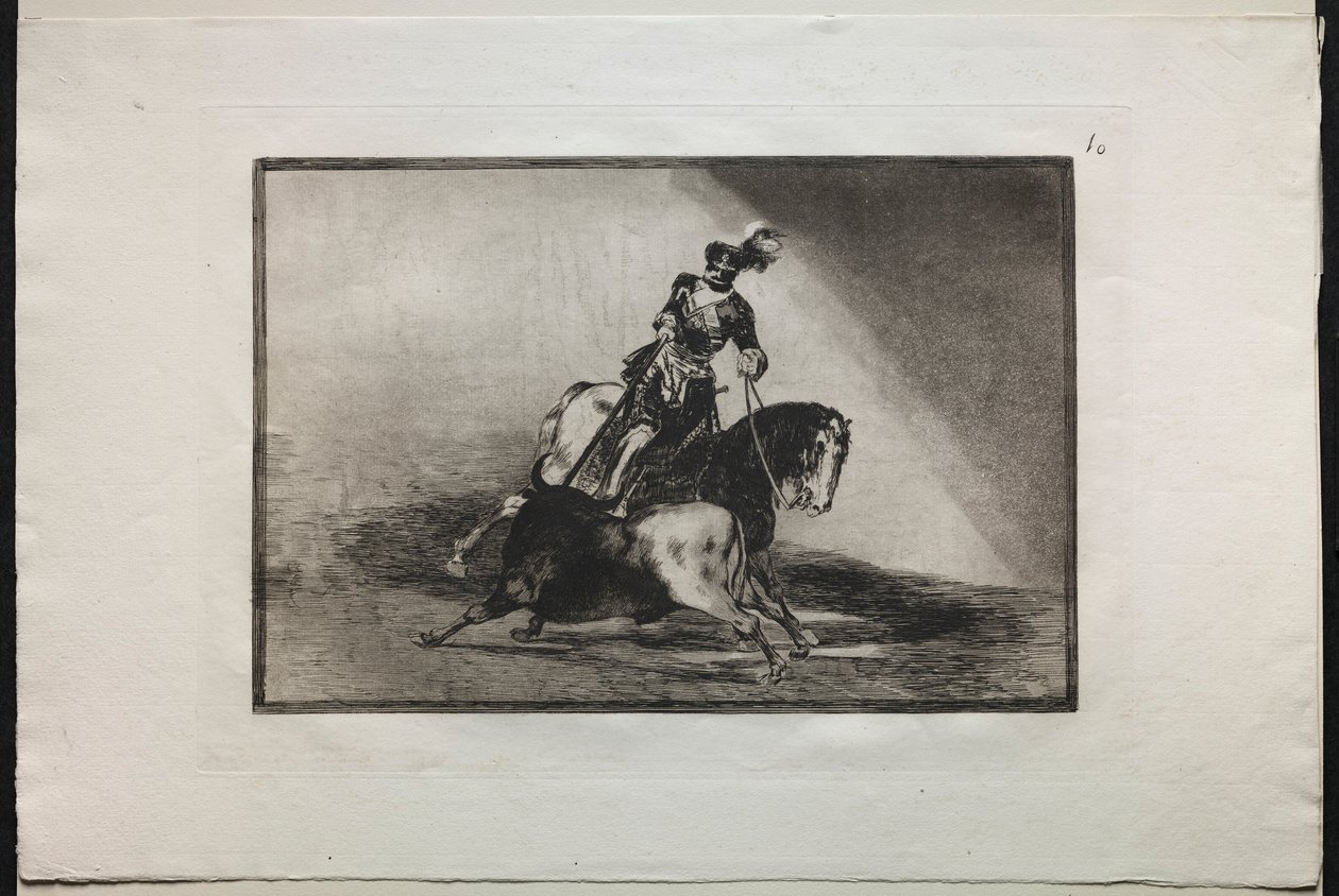 Tyrefægtning: Charles V spidder en tyr, 1876. af Francisco de Goya