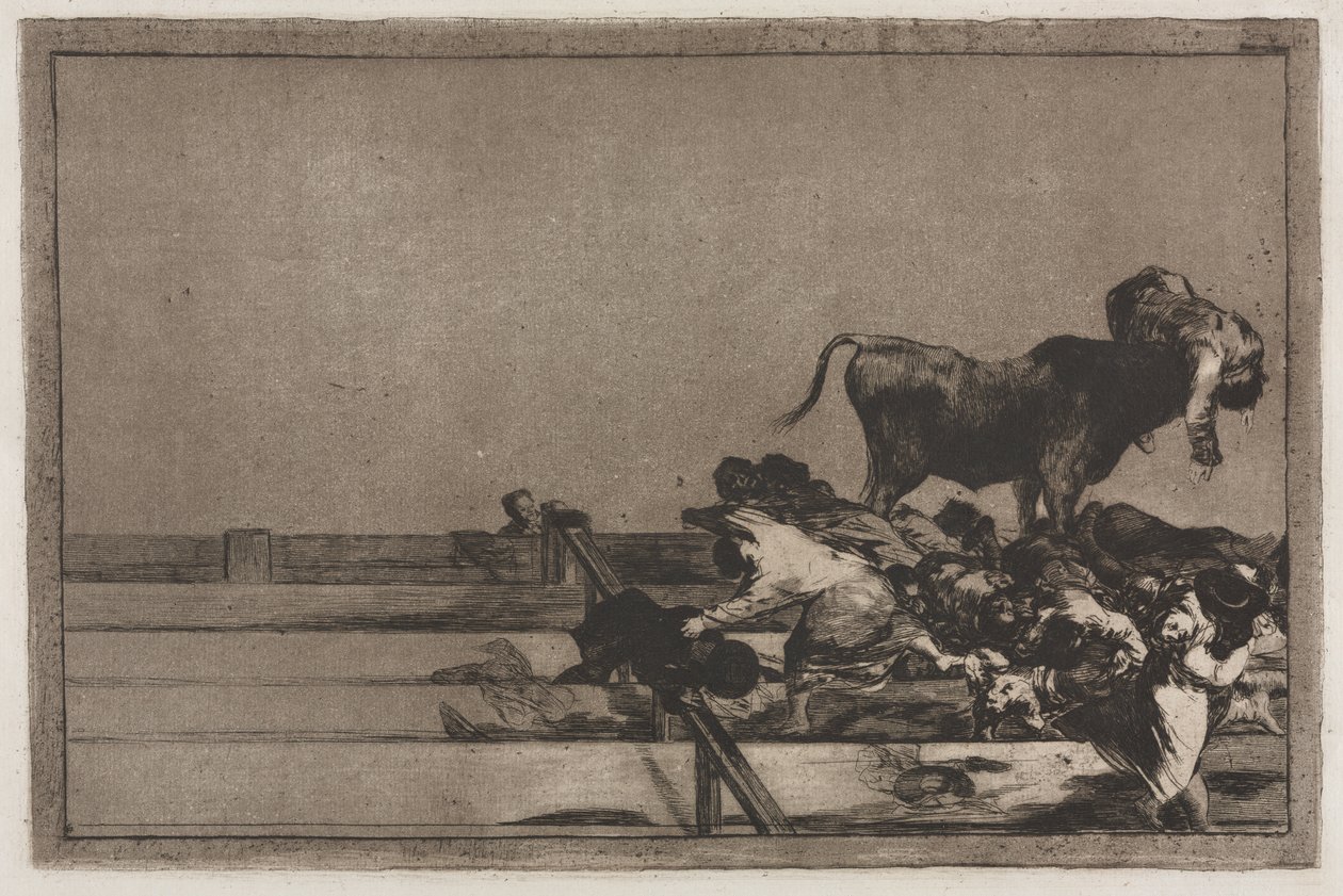 Tyrefægtning: Forfærdelige begivenheder i de forreste rækker af ringen i Madrid og borgmesterens død af Francisco de Goya