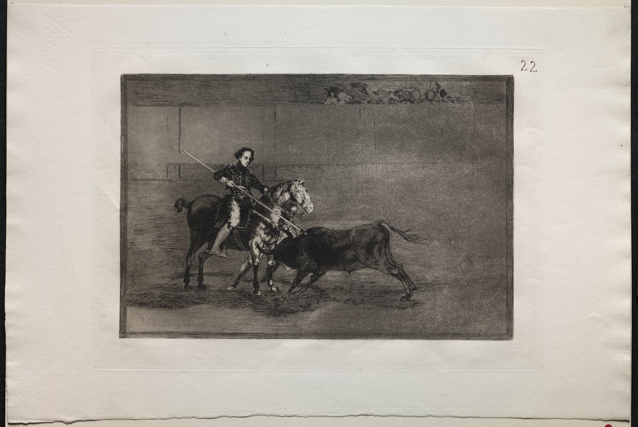 Tyrefægtning: Manly Courage of the Celebrated Pajuelera i (ringen) ved Saragosa af Francisco de Goya