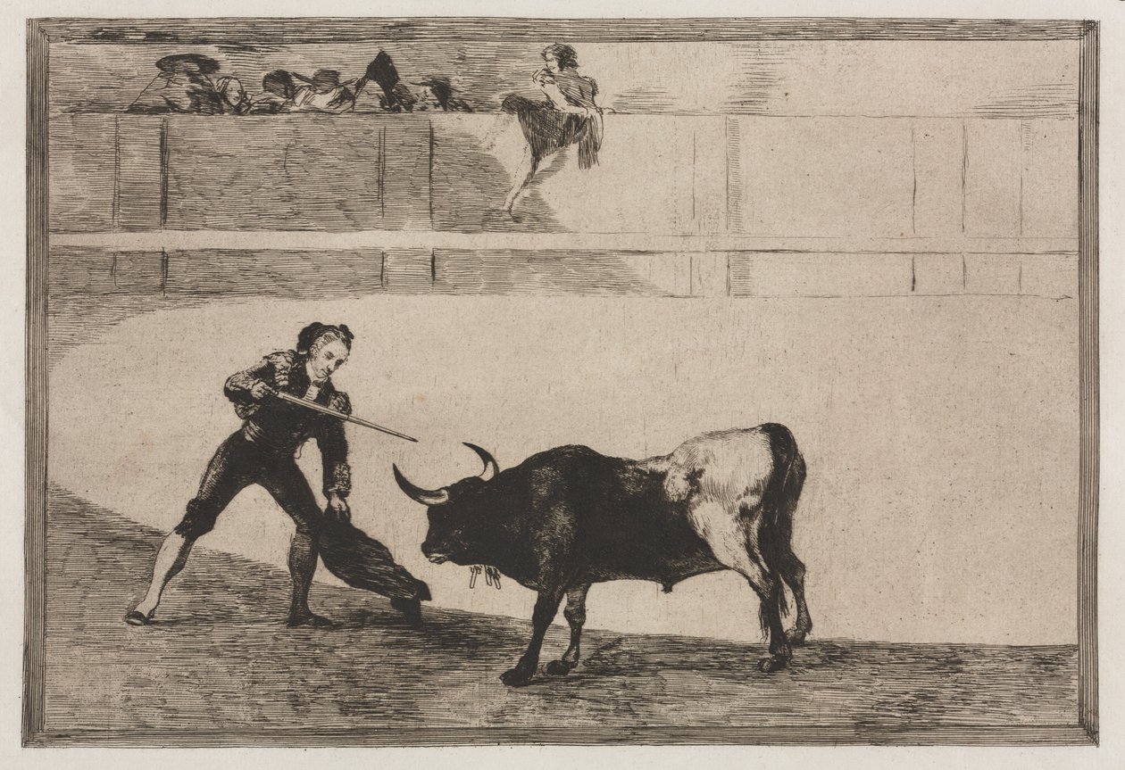 Tyrefægtning: Pedro Romeo dræber den stoppede tyr af Francisco de Goya