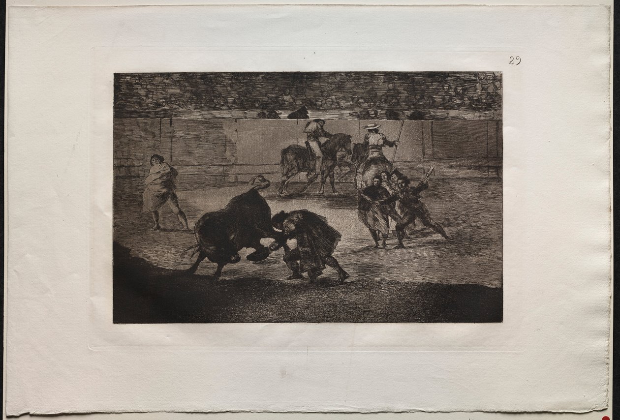 Tyrefægtning: Pepe Illo gør pas over Recorte, 1876. af Francisco de Goya