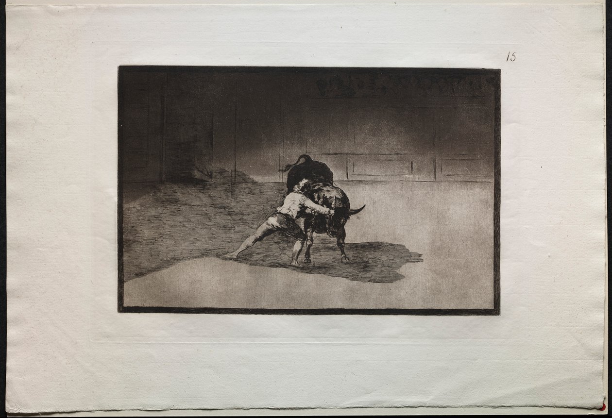 Tyrefights: The Famous Martincho Places the Banderillas Playing the Bull with the Movement..., 1876. af Francisco de Goya