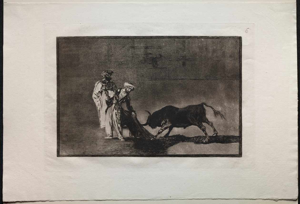 Tyrefægtning: Maurerne gør en anderledes leg i ringen Calling the Bull with the Burnous af Francisco de Goya