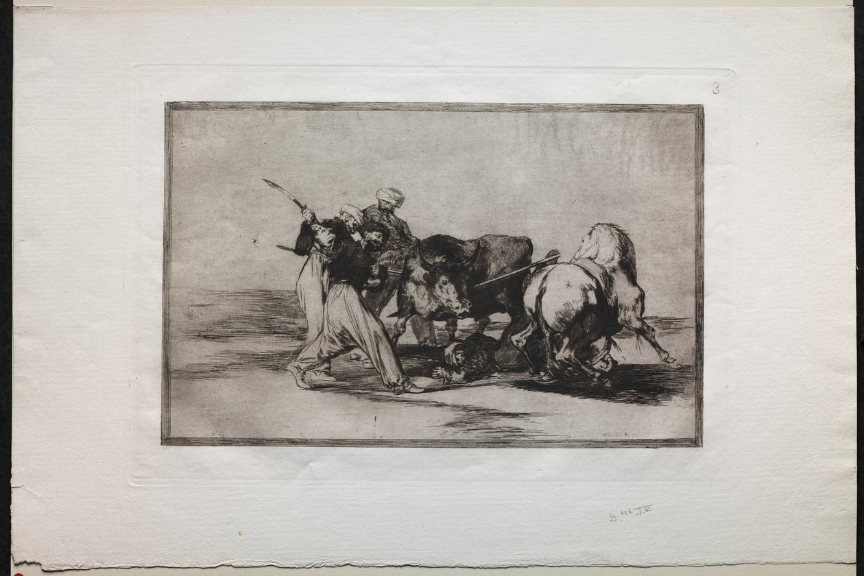 Tyrefægtning: Maurerne slog sig ned i Spanien og opgav Koranens overtro, 1876. af Francisco de Goya