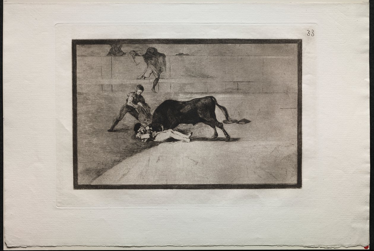 Tyrefægtning: Pepe Illos uheldige død, i ringen i Madrid af Francisco de Goya
