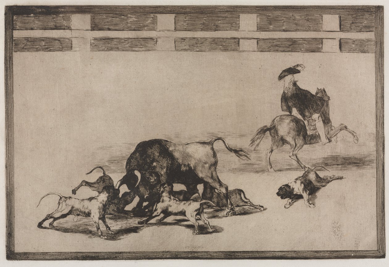 Tyrefægtning: De løser hunde på tyren af Francisco de Goya