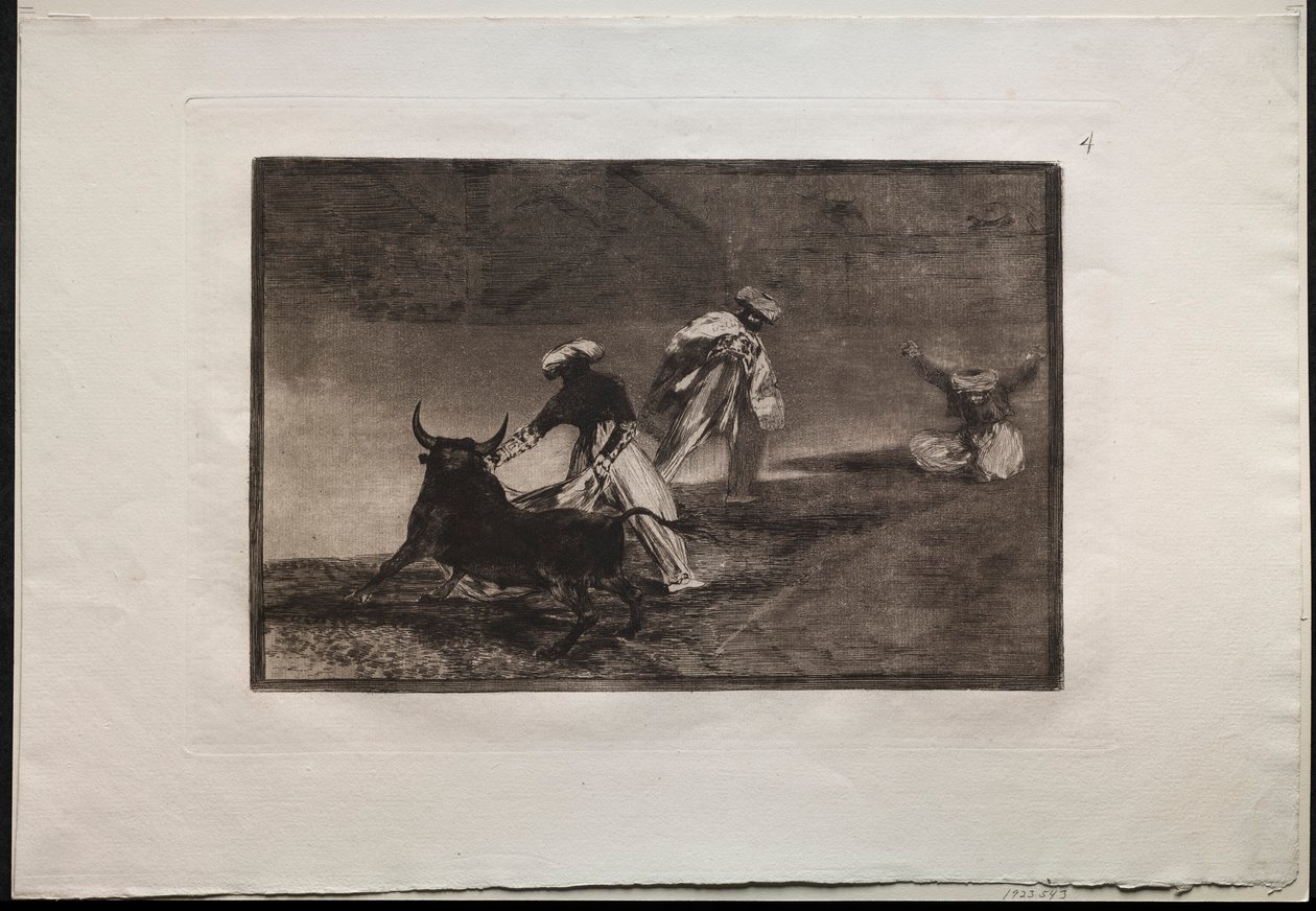 Tyrefights: They Play Another with the Cape in an Enclosure, 1876. af Francisco de Goya