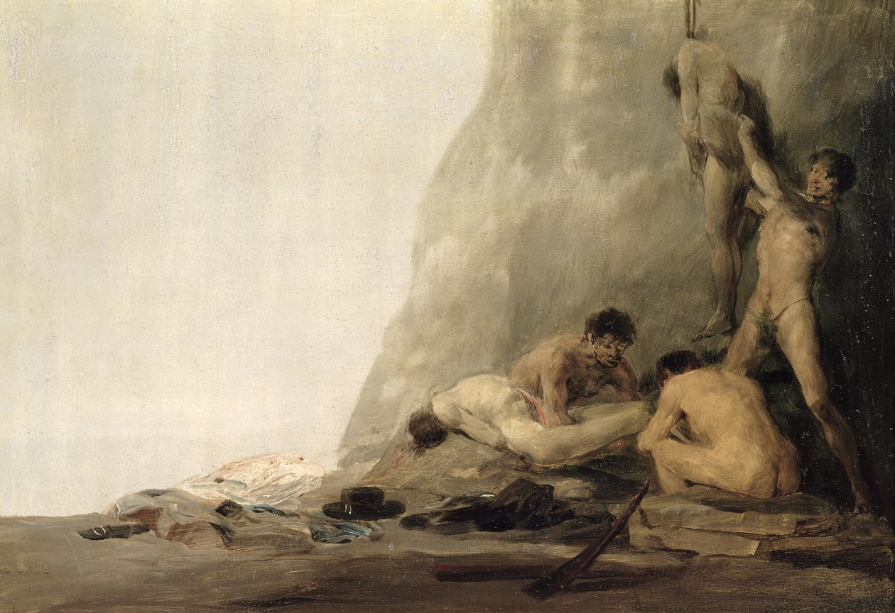 Kannibaler, der forbereder deres ofre, eller ligene af Jean de Brebeuf og Gabriel Lallemant, der blev flået af Iroquois i 1649, ca. 1800-08 (par 83792) af Francisco de Goya