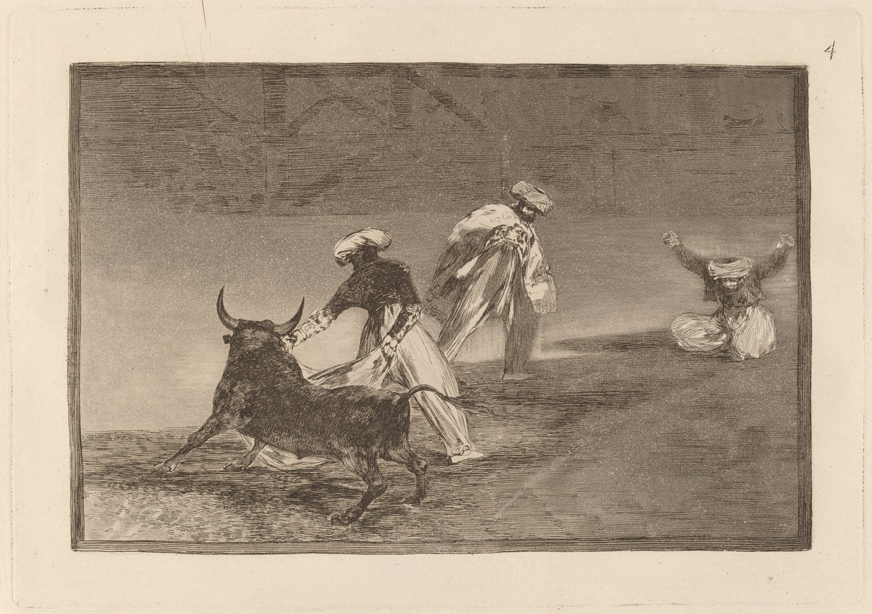 Capean otro encerrado (De leger en anden med kappen i en indhegning) af Francisco de Goya