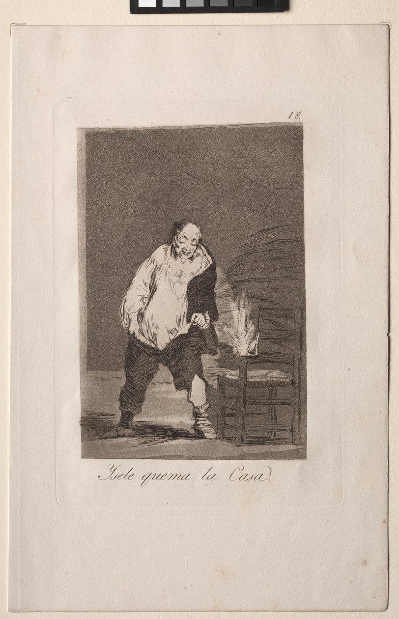 Caprichos: Og hans hus brænder. af Francisco de Goya