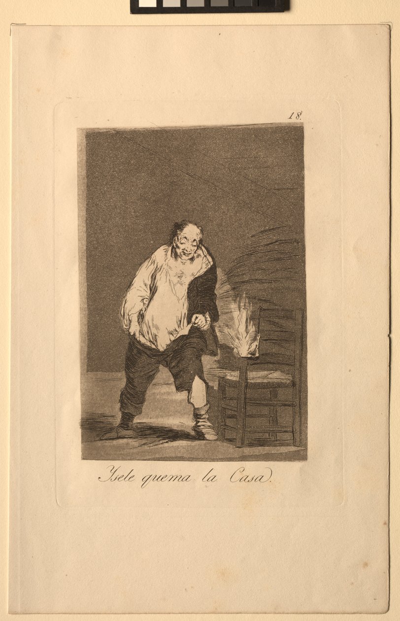 Caprichos: Og hans hus brænder.. af Francisco de Goya