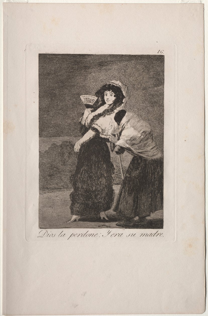 Caprichos: For himlens skyld: og det var hendes mor.. af Francisco de Goya