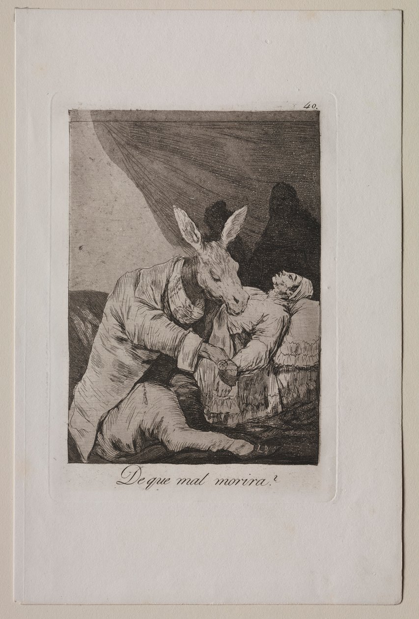 Caprichos: Hvad vil han dø af, ca. 1798. af Francisco de Goya