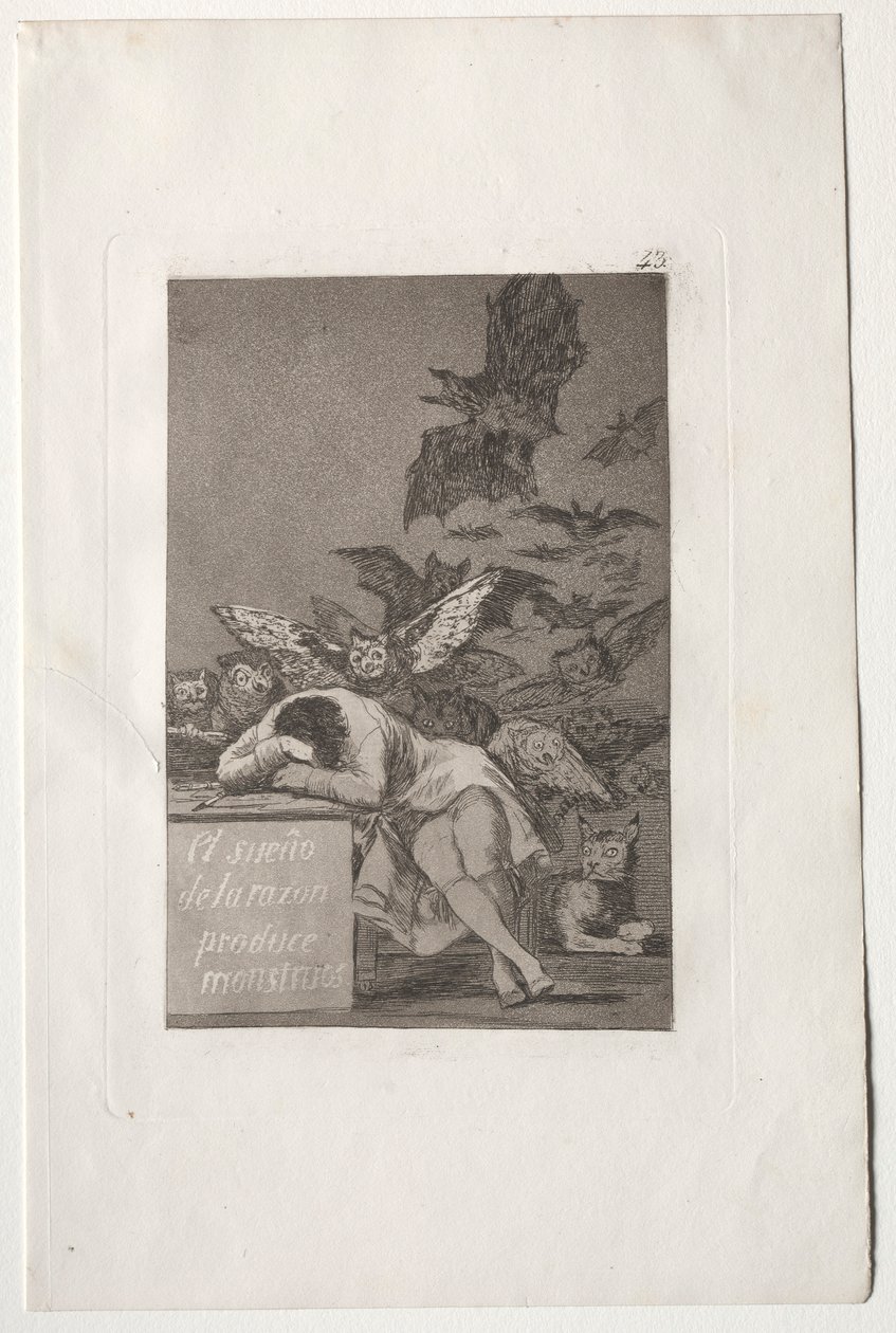 Caprichos: Fornuftens søvn producerer monstre. af Francisco de Goya