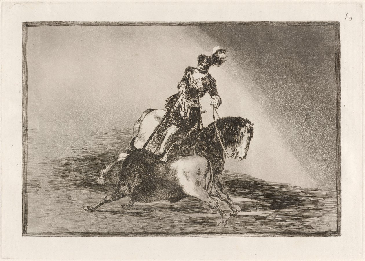 Charles V. spyd en tyr på pladsen i Valladolid (Charles V. spidder en tyr i ringen ved Valladolid) af Francisco de Goya