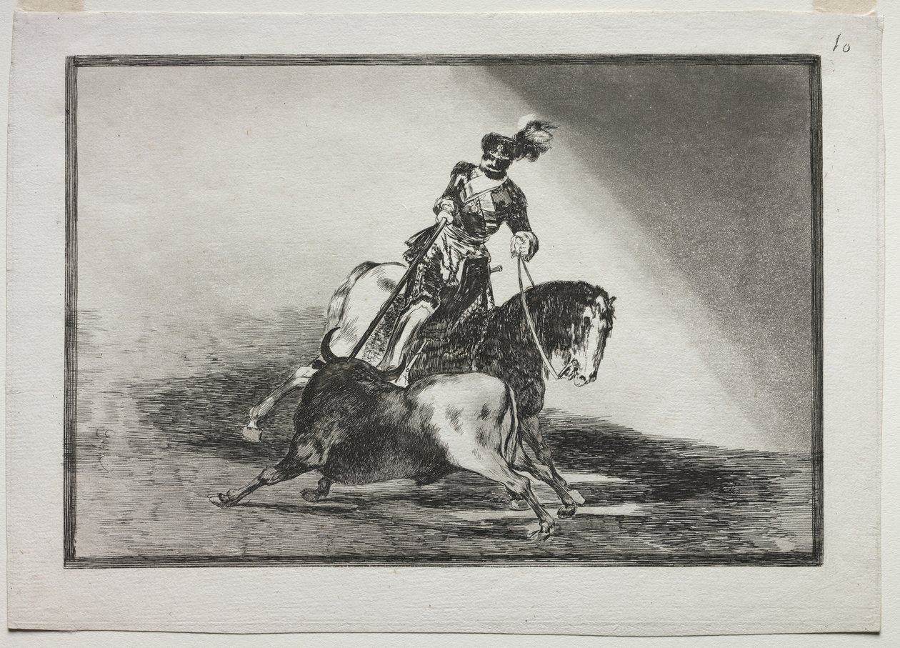 Charles V spidder en tyr i ringen i Valladolid af Francisco de Goya