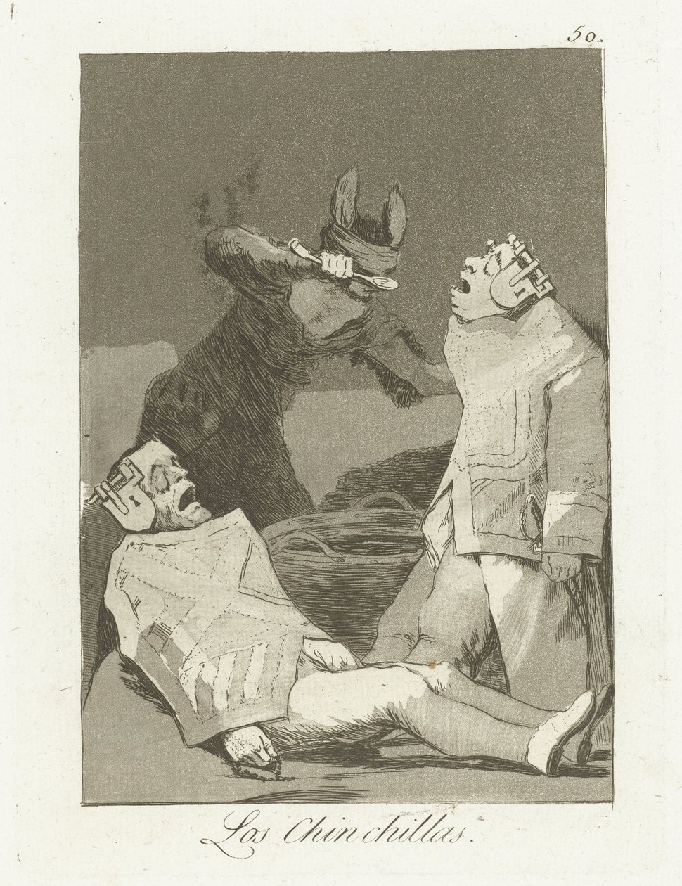 af chinchillaer Chinchillaerne (titel på objekt) Los Caprichos (serietitel) af Francisco de Goya