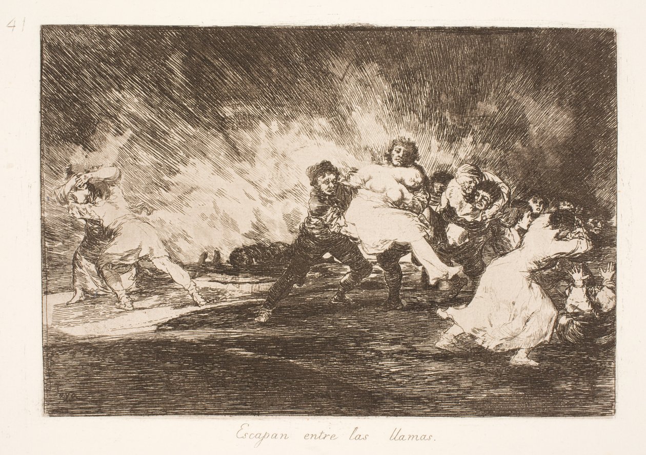 De flygter gennem flammerne (41) af Francisco de Goya