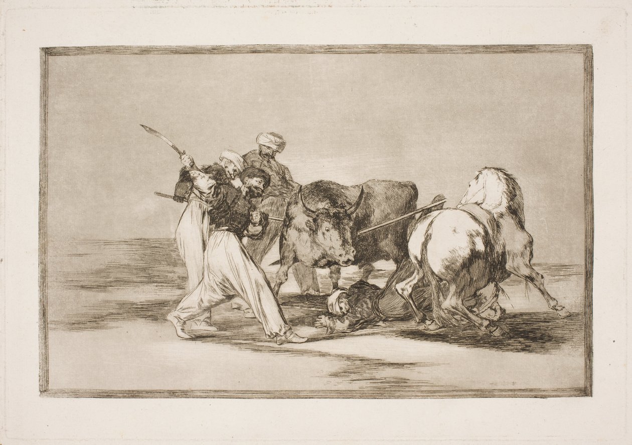 De maurere, som slog sig ned i Spanien og opgav Koranens overtro, tilegnede sig denne kunst at jage og spidde en tyr på sletten af Francisco de Goya
