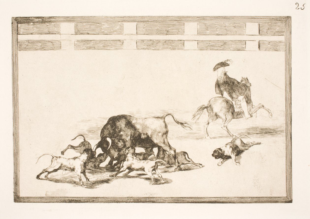 De pudser hundene på tyren af Francisco de Goya