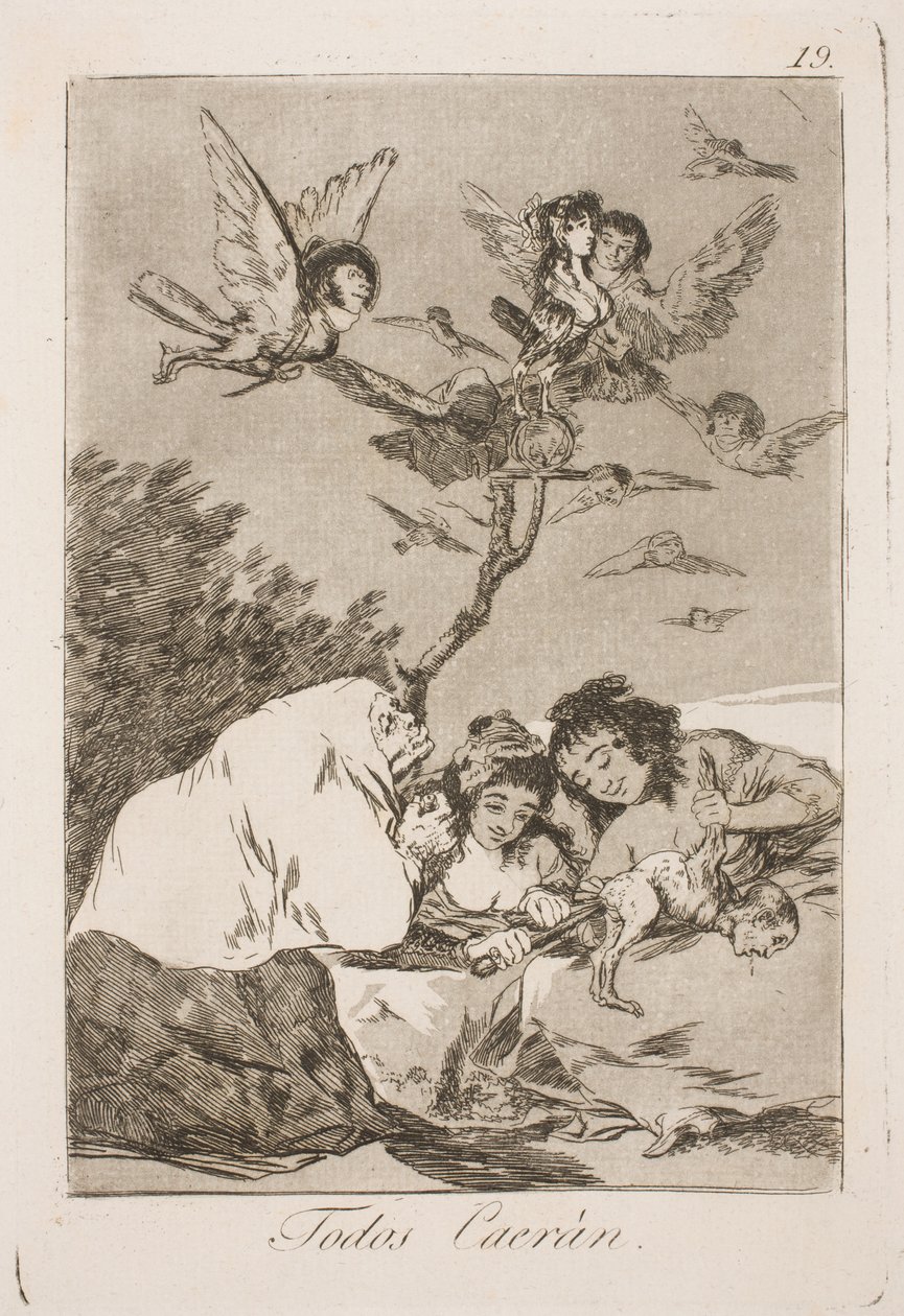De vil alle falde ned af Francisco de Goya