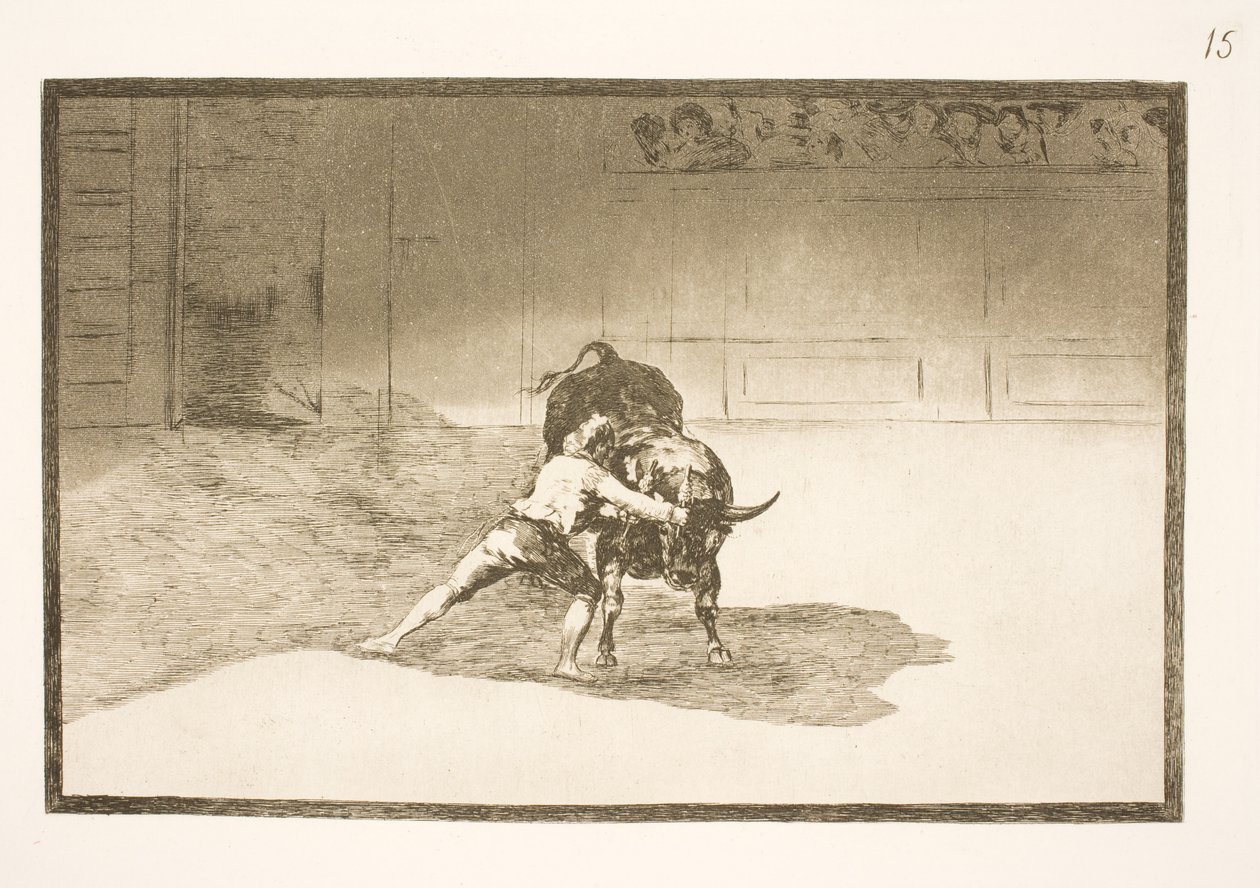 Den berømte Martincho placerer banderillaerne, narrer tyren med sin krops bevægelser af Francisco de Goya